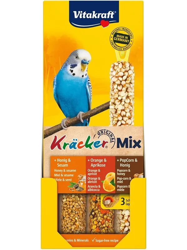 Vitakraft - Kräcker® Mix Honey/orange/popcorn for budgie 80g