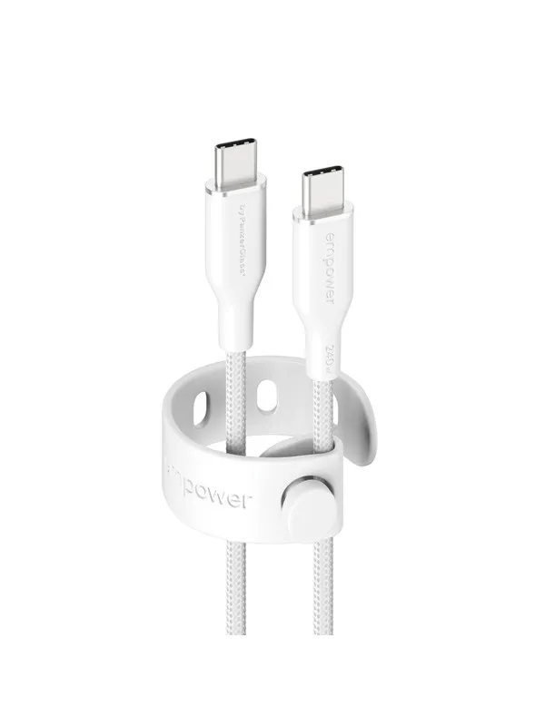empower by PanzerGlass Racing 240W USB-C to USB-C Cable | USB 2.0 | 2M | Silver White