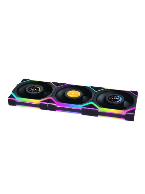 Lian Li UNI FAN SL Wireless LCD Reverse (3-pack) Black - Kabinettvifte - 120mm - Svart med RGB LED-lys - 29 dBA