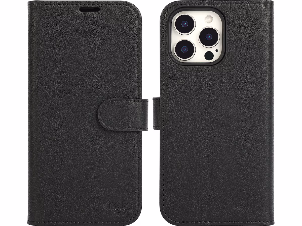 iiglo iPhone 16 Pro Max 2-i-1 Lommebokdeksel (sort)