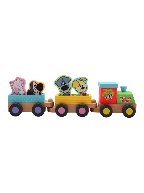 Johntoy Woezel & Pip - Wooden Train Set with Figures