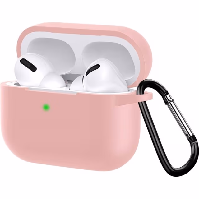 Silikonbeskyttelsesdeksel med krok for Airpods Pro, Pink