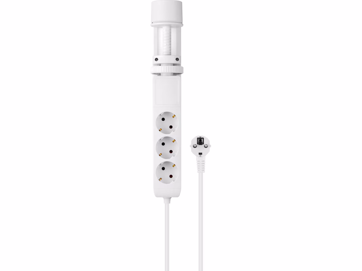 Andersson 6-i-1 strømforgrener 3x uttak og USB med skrivebordfeste (hvit)