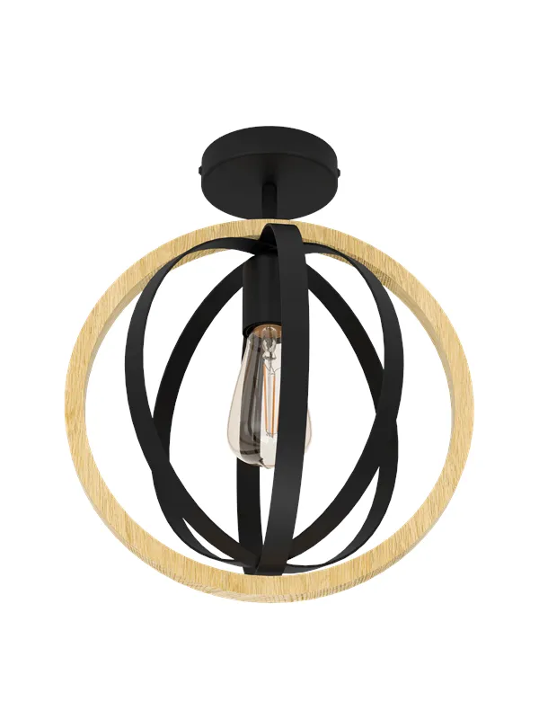 EGLO BASILDON ceiling lamp black/wood