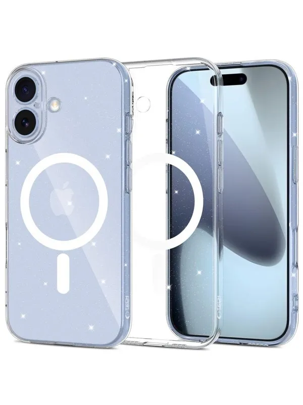 Tech-Protect FlexAir MagSafe Case for iPhone 17 - Clear Glitter