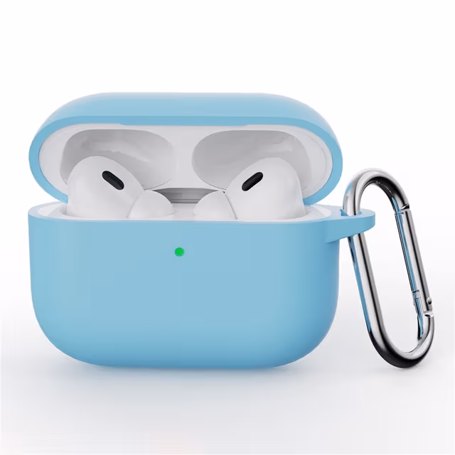 Til AirPods Pro 3 Silikondeksel Integrert Bluetooth-øretelefondeksel med krok - Lyseblå