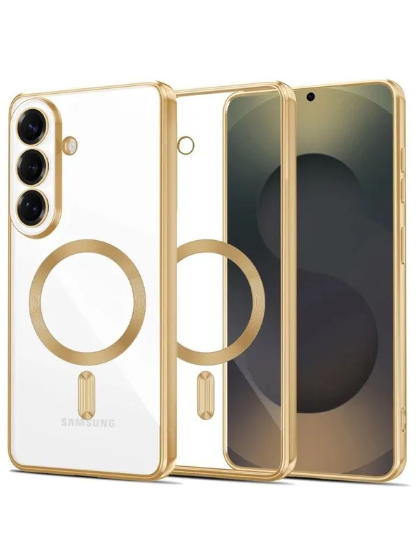 Tech-Protect  MagFlex Case for Samsung Galaxy S26 - Clear and Gold