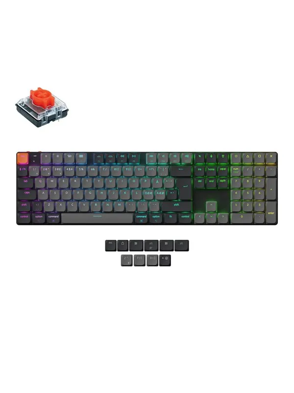 Keychron K5 v2 RGB QMK Wireless Hot Swap QMK - Low Profile 2.0 Red - Gamingtastatur - Nordisk - Svart
