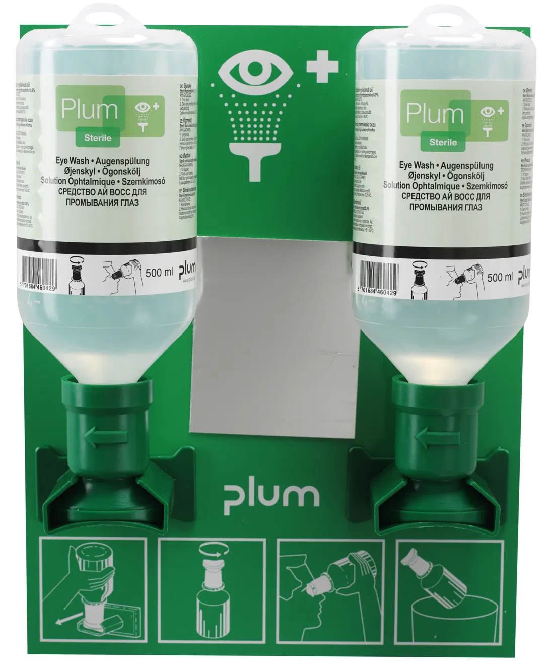 Plum Øyeskyllstasjon med 2 x 500 ml Plum Øyeskyll