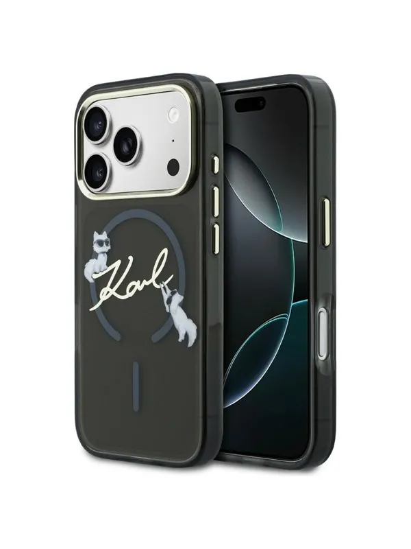 Karl Lagerfeld IML Choupettes Karl Script Logo MagSafe Case for iPhone 17 Pro - Black