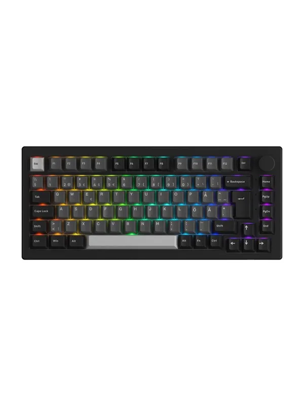 Akkogear 5075B Plus-S - Black&Silver - Akko V3 Lavender Purple Pro - Gamingtastatur - Uten numpad - Universal - Svart
