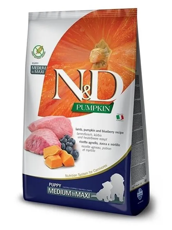 Farmina N&D GF PUMPKIN DOG LAMB&BLUEBERRY PUPPY MEDIUM/MAXI 12kg
