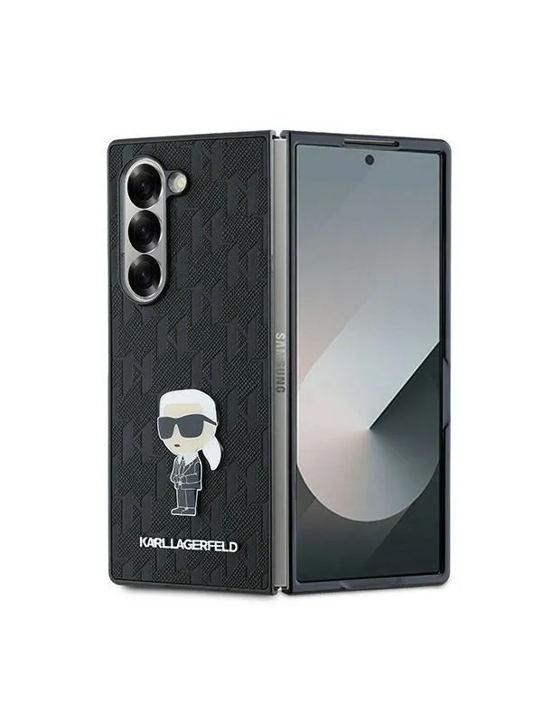 Karl Lagerfeld Saffiano Ikonik Pin Case for Samsung Galaxy Z Fold 6 - Black