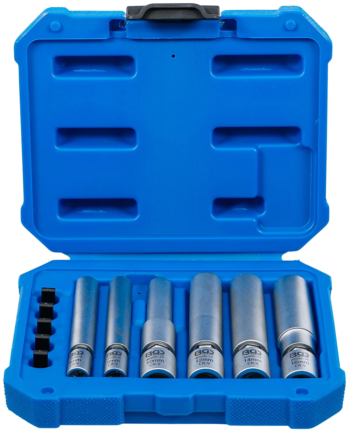 Gløde-og tændrør-top-sæt med led | 6,3 mm (1/4") / 10 mm (3/8") | 8 - 9 - 10 - 12 - 14 - 16 mm | 11 dele