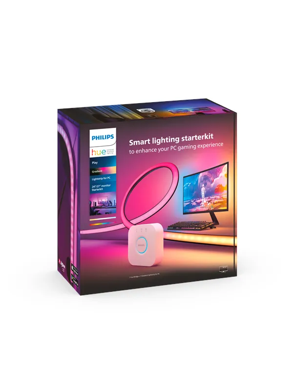 Philips Hue Play Gradient PC Lightstrip 24-27" 3-Pack + Hue Bridge