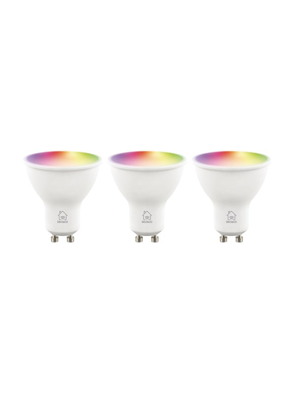 Deltaco Smart LED-bulbs GU10 RGB Wi-Fi 4.7 W 3-pak
