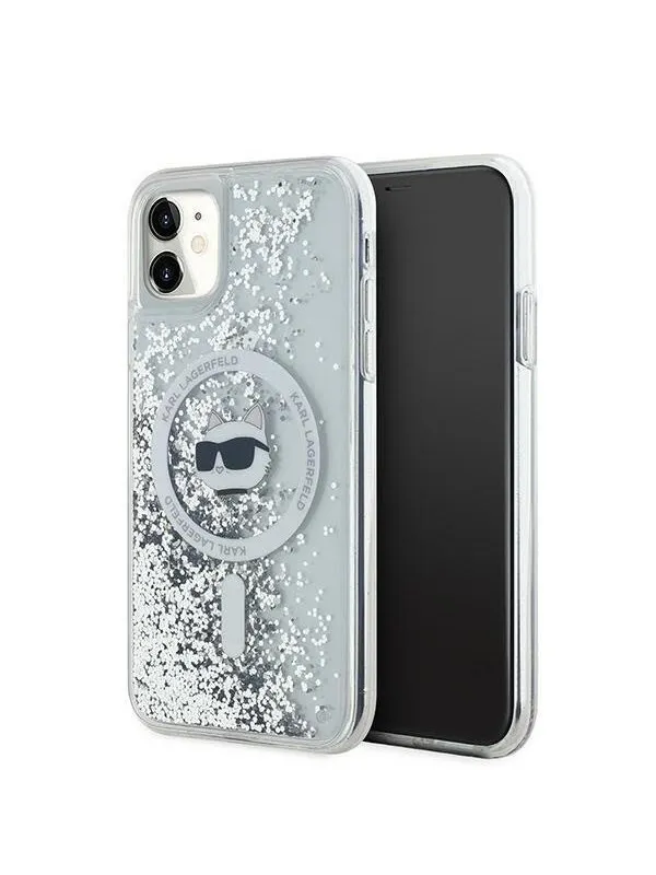 Karl Lagerfeld Liquid Glitter Choupette Head MagSafe Case for iPhone 11 / Xr - Transparent