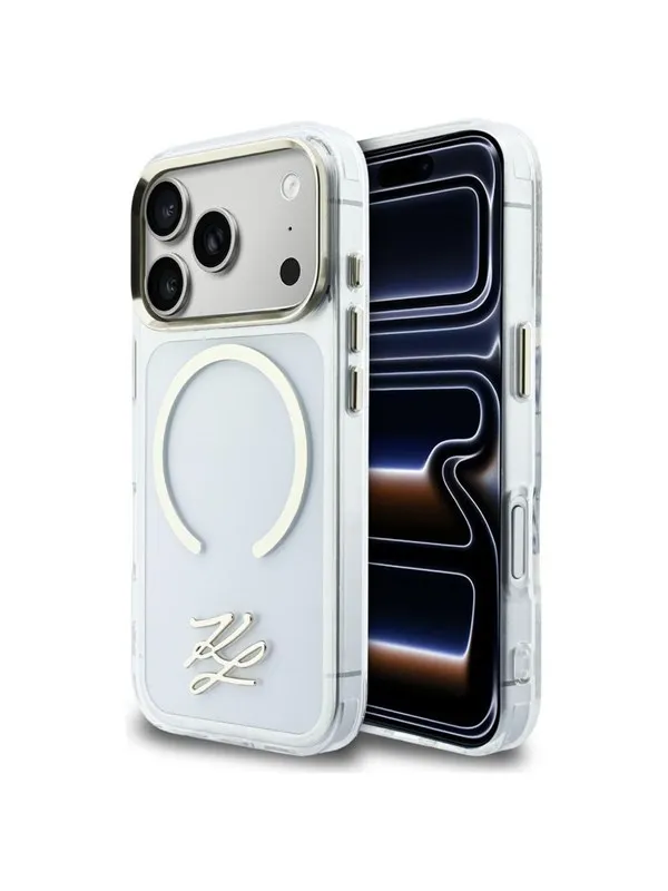 Karl Lagerfeld IML KL Script Logo MagSafe Case for iPhone 17 Pro Max - Clear