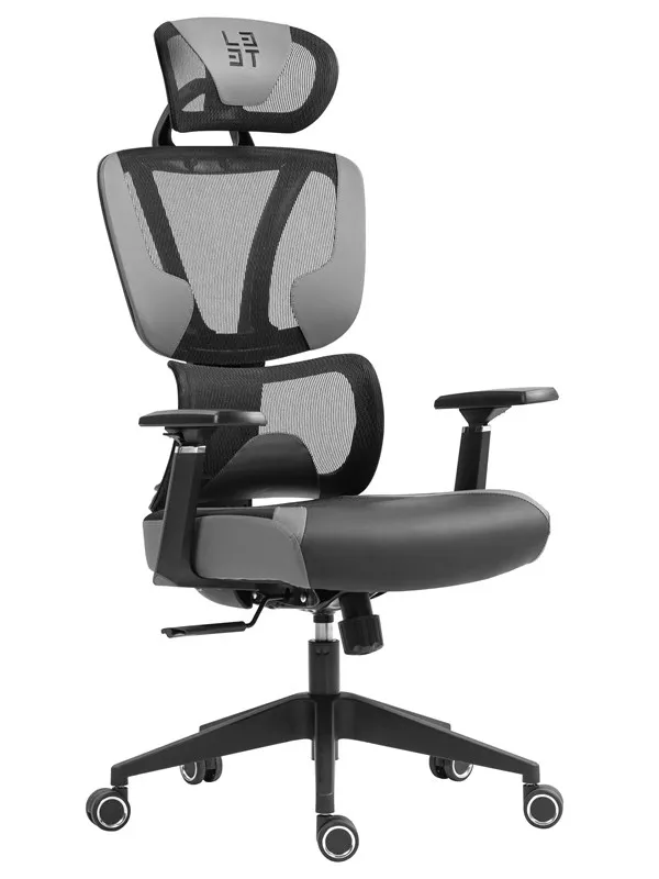 L33T FuzionX Ergo Gamingstol - Grå - Maskestoff - Opptil 120 kg