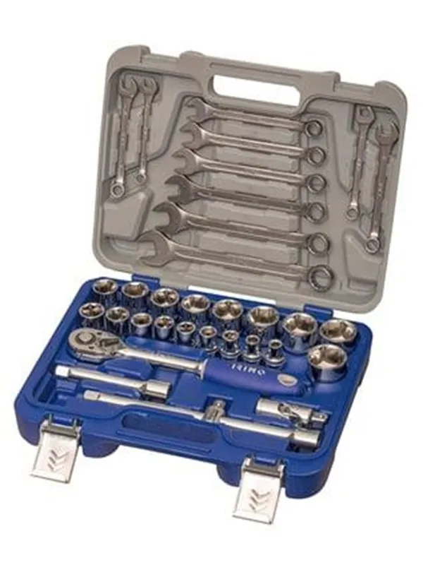 VAERK Socket wrench set 1/2" 33 parts 8-19mm ring spanners 8-32mm 1/2" sockets 1/2" ratchet wrench 1/2" extension 125+250mm 1/2" cardan joint 1/2" slide