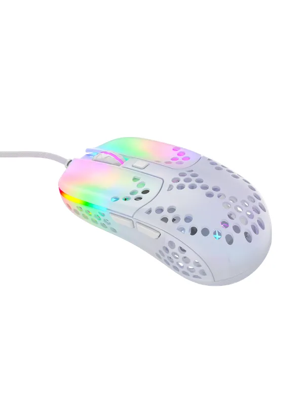 Xtrfy MZ1 - Zy's Rail - Gaming mus - Optisk - 6 - Hvit med RGB lys