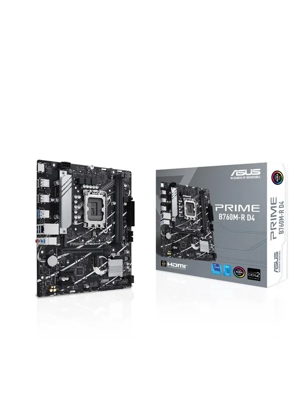 ASUS PRO B760M-R D4 Hovedkort - Intel B760 - Intel LGA1700 socket - DDR4 RAM - Micro-ATX