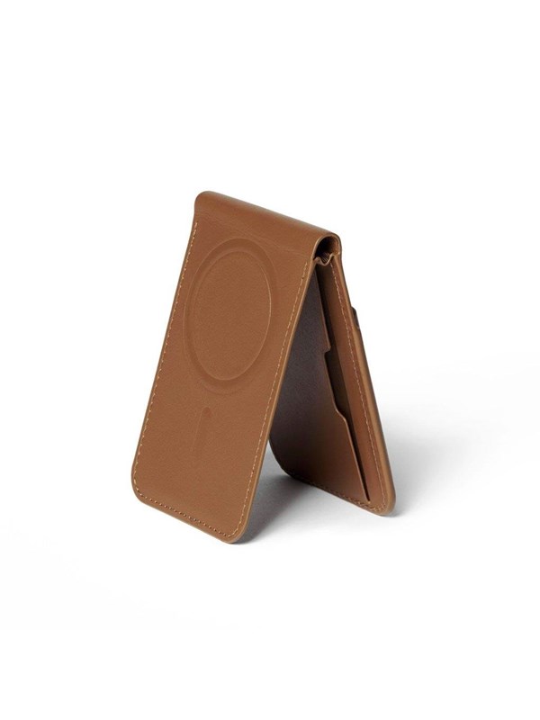 Mujjo Magsafe Wallet Stand in Luxurious Velore Leather - Tan