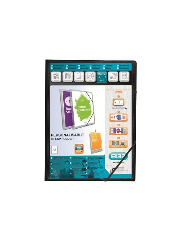 ELBA Polyvision - 3-flap folder - for A4 - opaque black