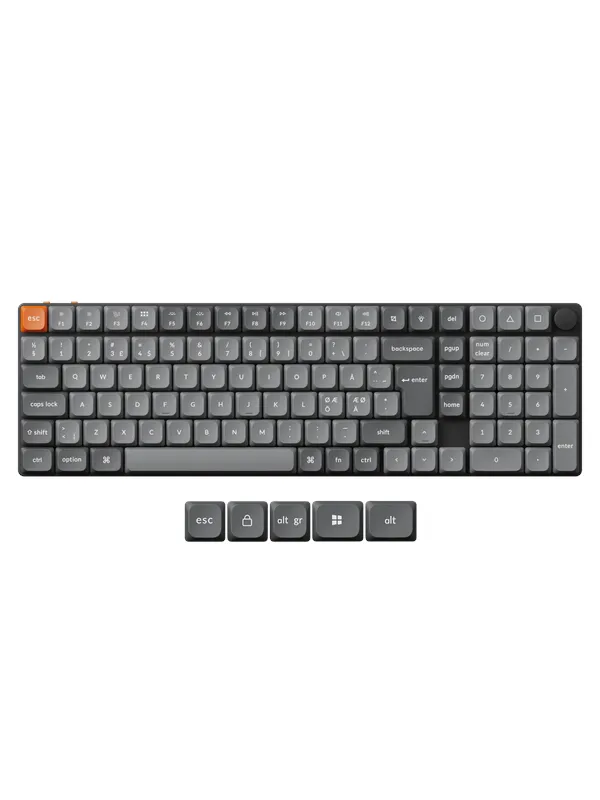 Keychron K17 MAX Wireless Tri-Mode Hot Swap QMK/VIA Gateron Low Profile Brown - Gamingtastatur - Nordisk - Svart