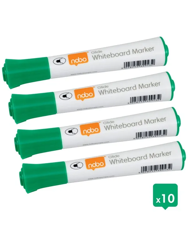 Nobo  Glide whiteboardpenner, rund tupp, pakke med 10 stk. Grønn