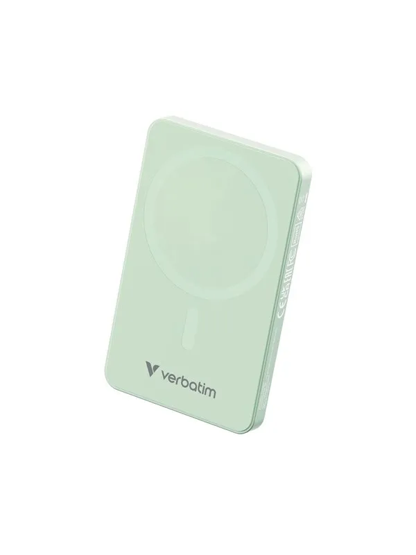 Verbatim Charge 'n' Go Essentials wireless power bank - magnetic - 24 pin USB-C - 20 Watt Nødlader - Grønn - 5000 mAh
