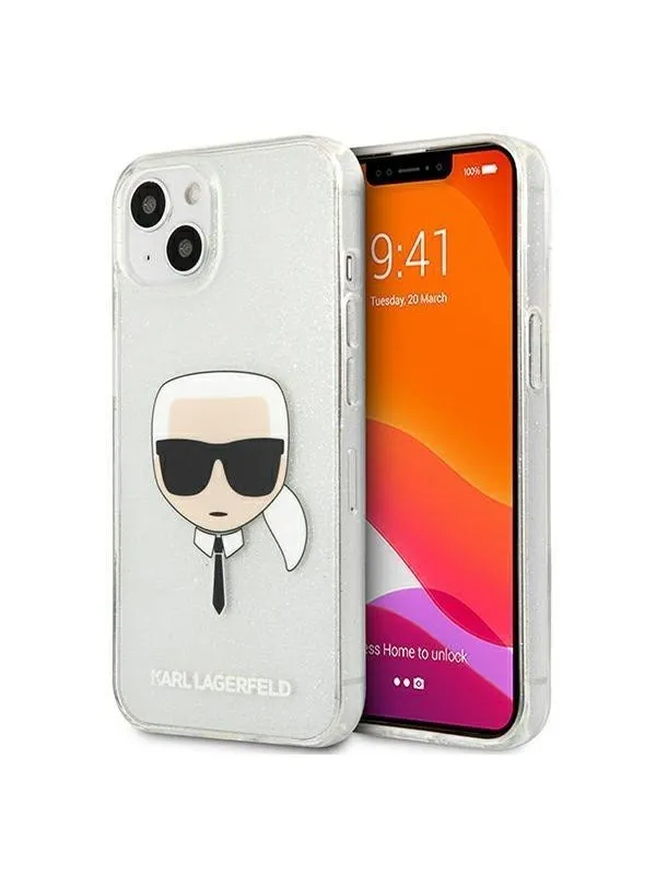 Karl Lagerfeld Glitter Karl's Head case for iPhone 13 mini - silver