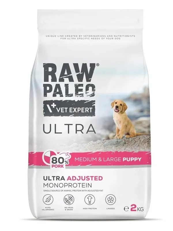 VetExpert Raw Paleo Ultra Pork Medium & Large Puppy - dry dog food - 2kg