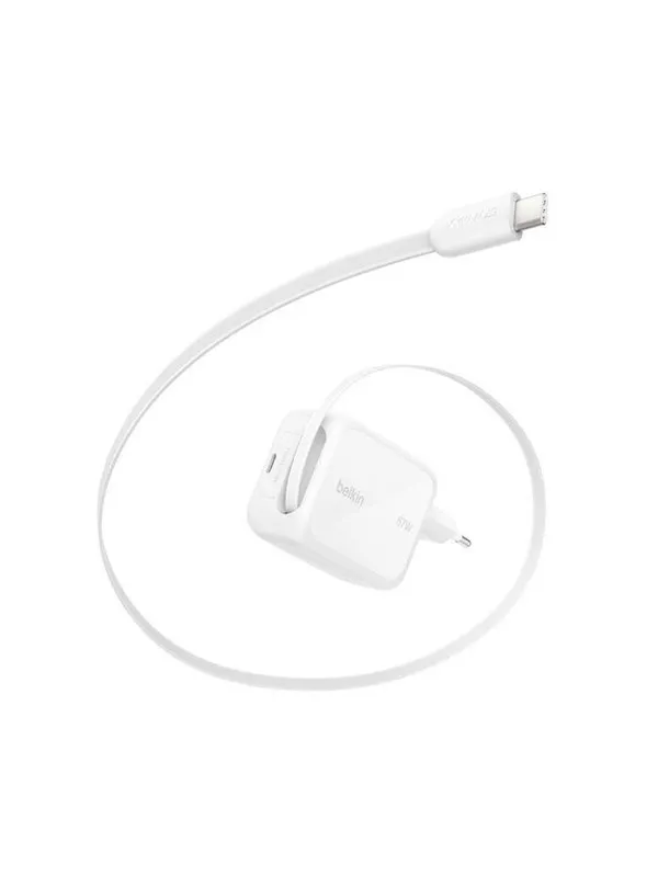Belkin UltraCharge power adapter - with retractable cable - USB-C - 67 watt