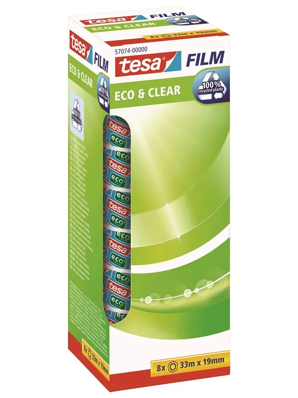 tesa film eco & clear tape 8 x 33m x 19mm Transparent