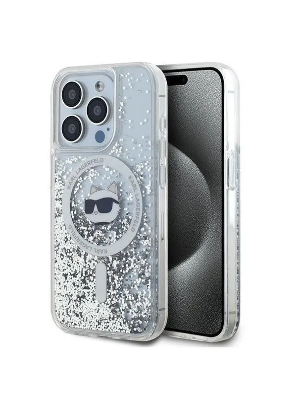 Karl Lagerfeld Liquid Glitter Choupette Head MagSafe case for iPhone 13 Pro / 13 - transparent