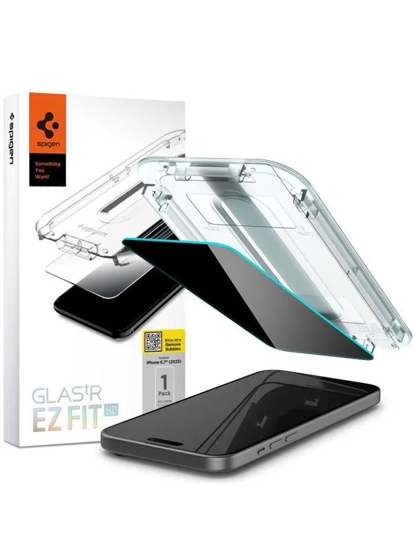 Spigen Glas.tR EZ Fit Privacy Tempered Glass for iPhone 15 Plus