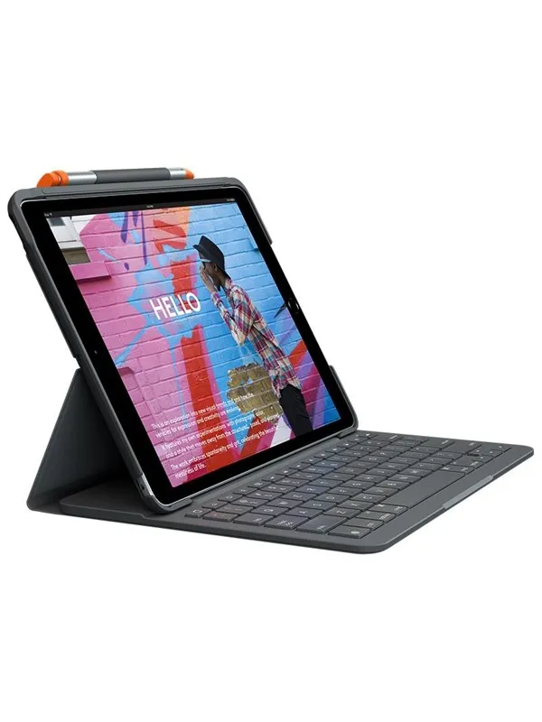 Logitech Slim Folio iPad 10.2" (7th gen) - UK - Tastatur & Foliosett - Engelsk (Storbritannia) - Grå
