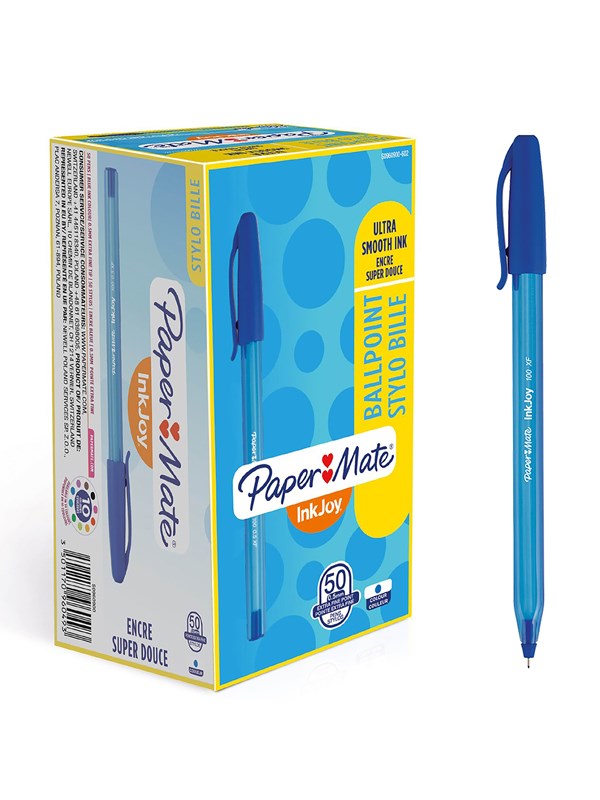 Paper Mate InkJoy 100ST Ballpoint Pens | Ultra Fine Point (0.5 mm) | Blue | 50 Count