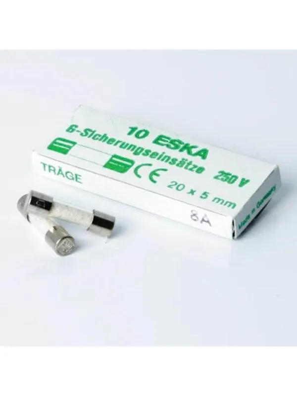 Nordic Quality Glass Fuse Slow 8A - 10 Pack