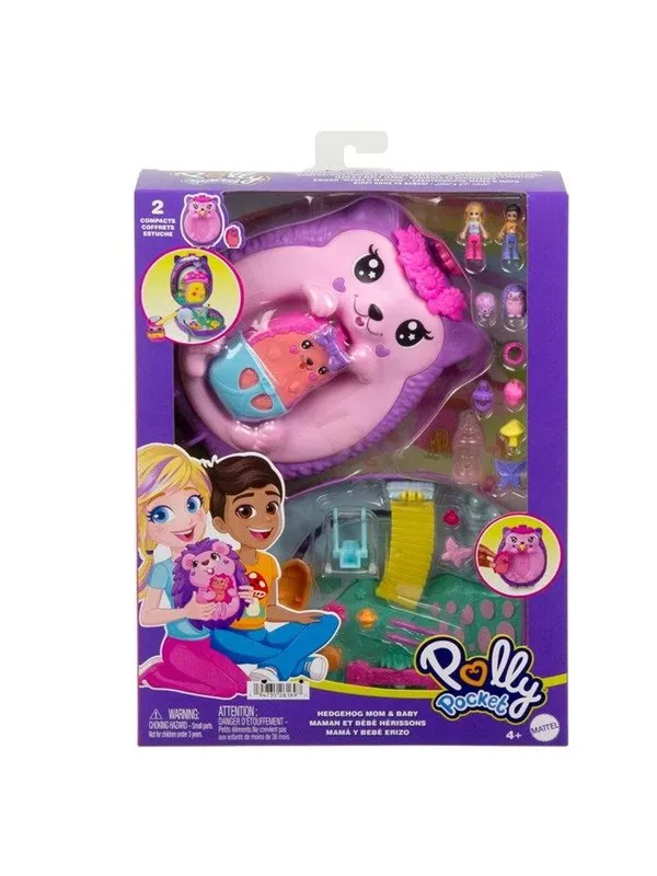 Polly Pocket Wearable Hedgehog Mom & Baby Compact