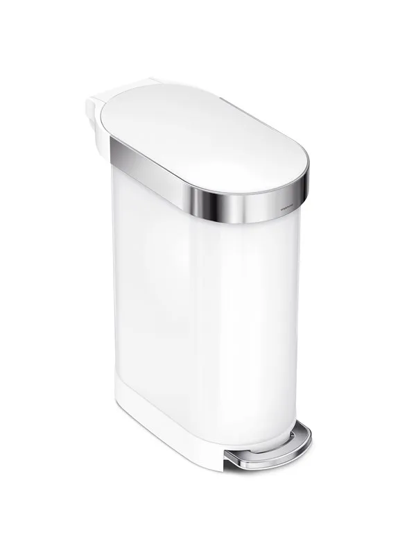 Simplehuman 45L slank pedalbøtte, hvit