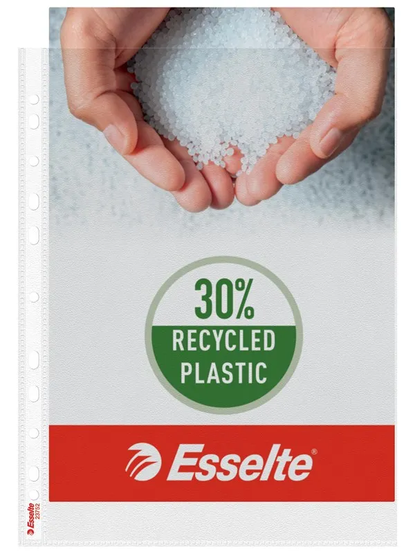 Esselte A4 lomme, 65my, 30% resirkulert plast, toppåpning, Eske med 100