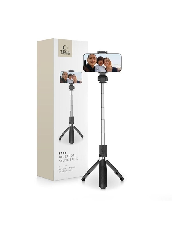 Tech-Protect L01S Bluetooth Selfie Stick with Tripod up to 70cm - Black
