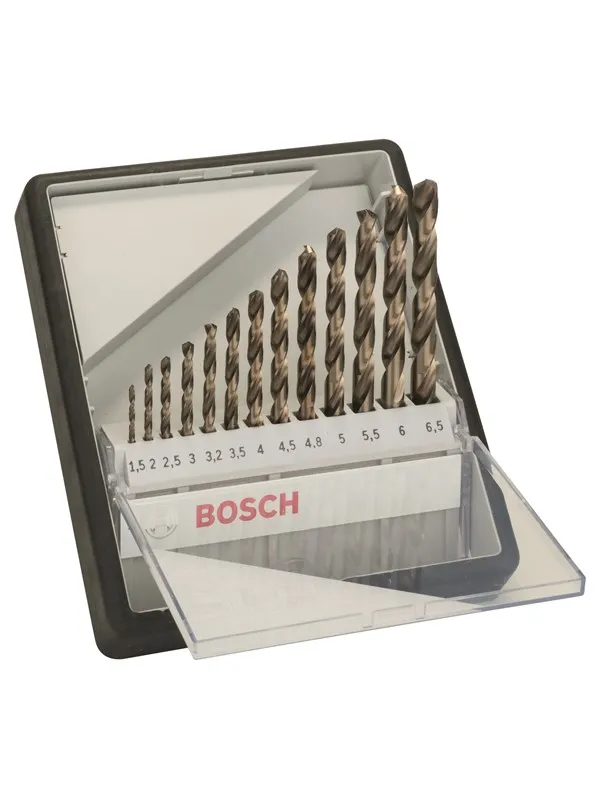 Bosch 13-delers Robust Line metallbor-sett HSS-Co 1,5; 2; 2,5; 3; 3,2; 3,5; 4; 4,5; 4,8; 5; 5,5; 6; 6,5 mm