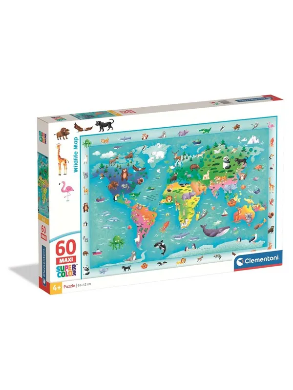 Clementoni Puzzle Maxi Noli Wildlife Map 60 pieces Gulv