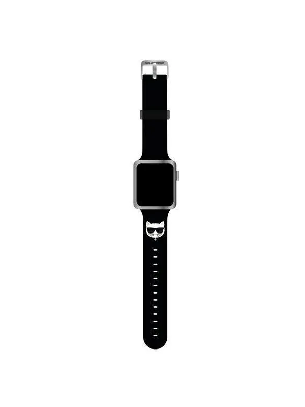 Karl Lagerfeld KLAWLSLCK Apple Watch Strap 42/44 / 45mm black / black strap Silicone Choupette Heads
