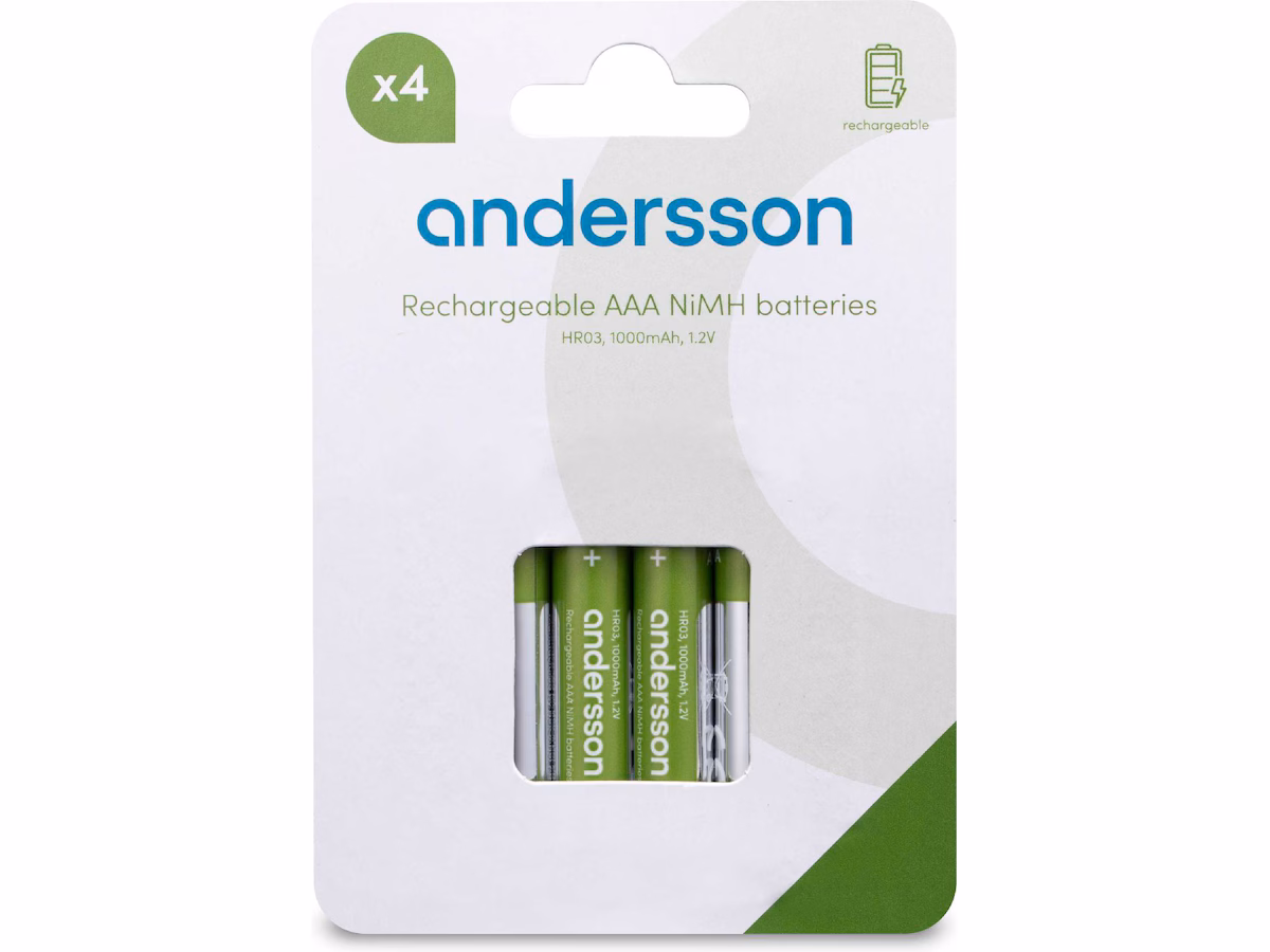 Andersson oppladbare AAA batteri, 4-pk