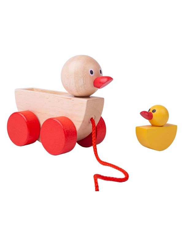 Bigjigs Wooden Pull Animal Duck with Chick