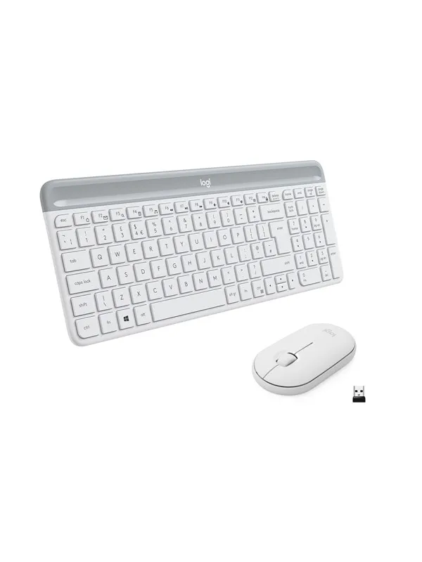 Logitech Slim Wireless Combo MK470 - Tastatur & Mussett - Engelsk (Storbritannia) - Hvit